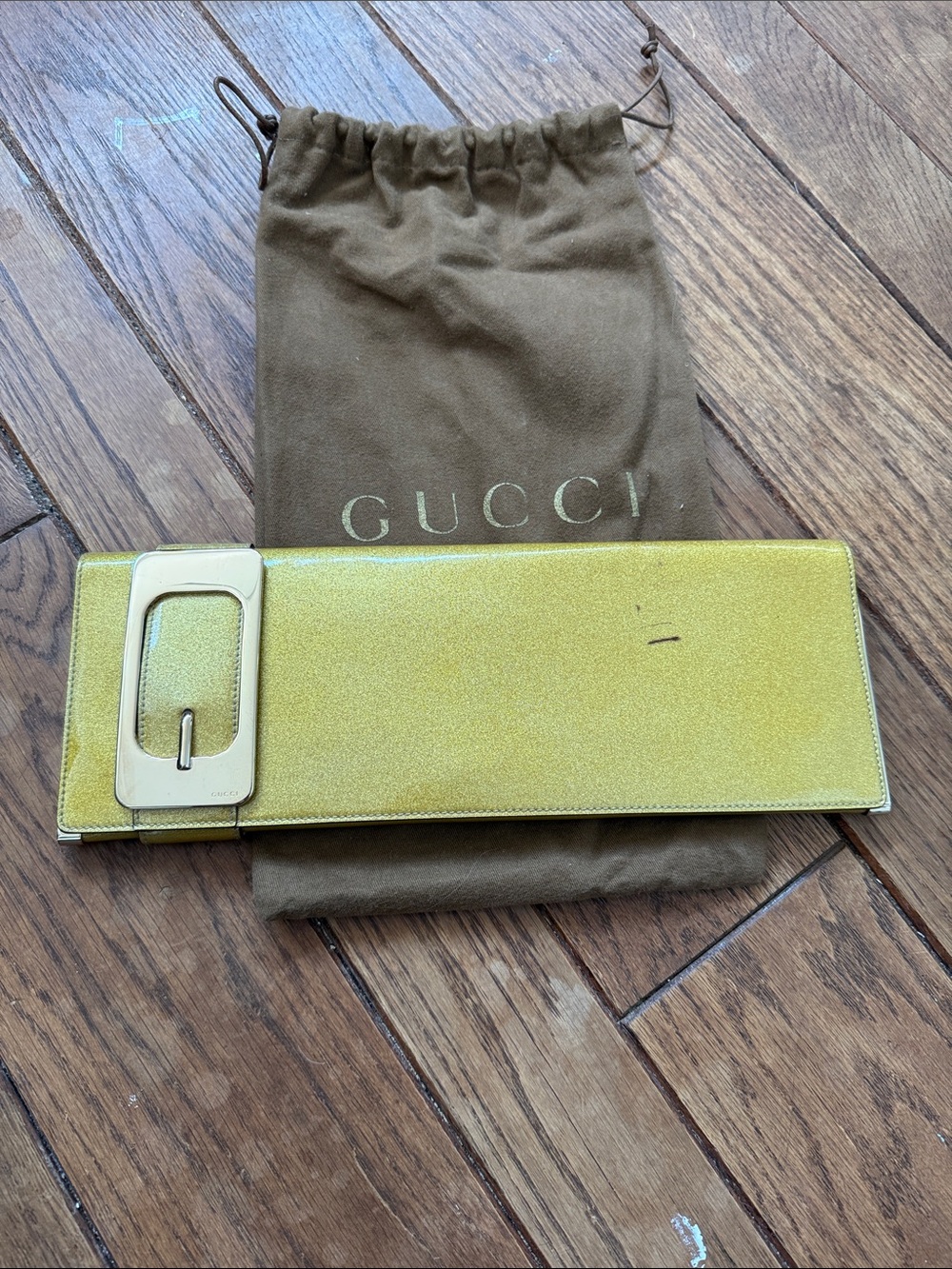 Authentic Metallic Gold Gucci Clutch